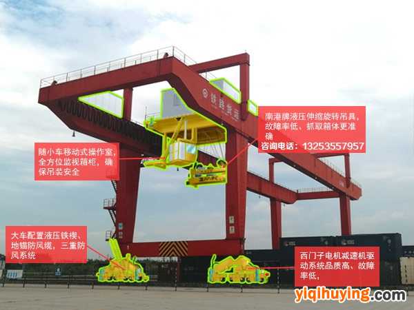 湖北随州龙门吊租赁公司40吨20米跨集装箱门机多少钱